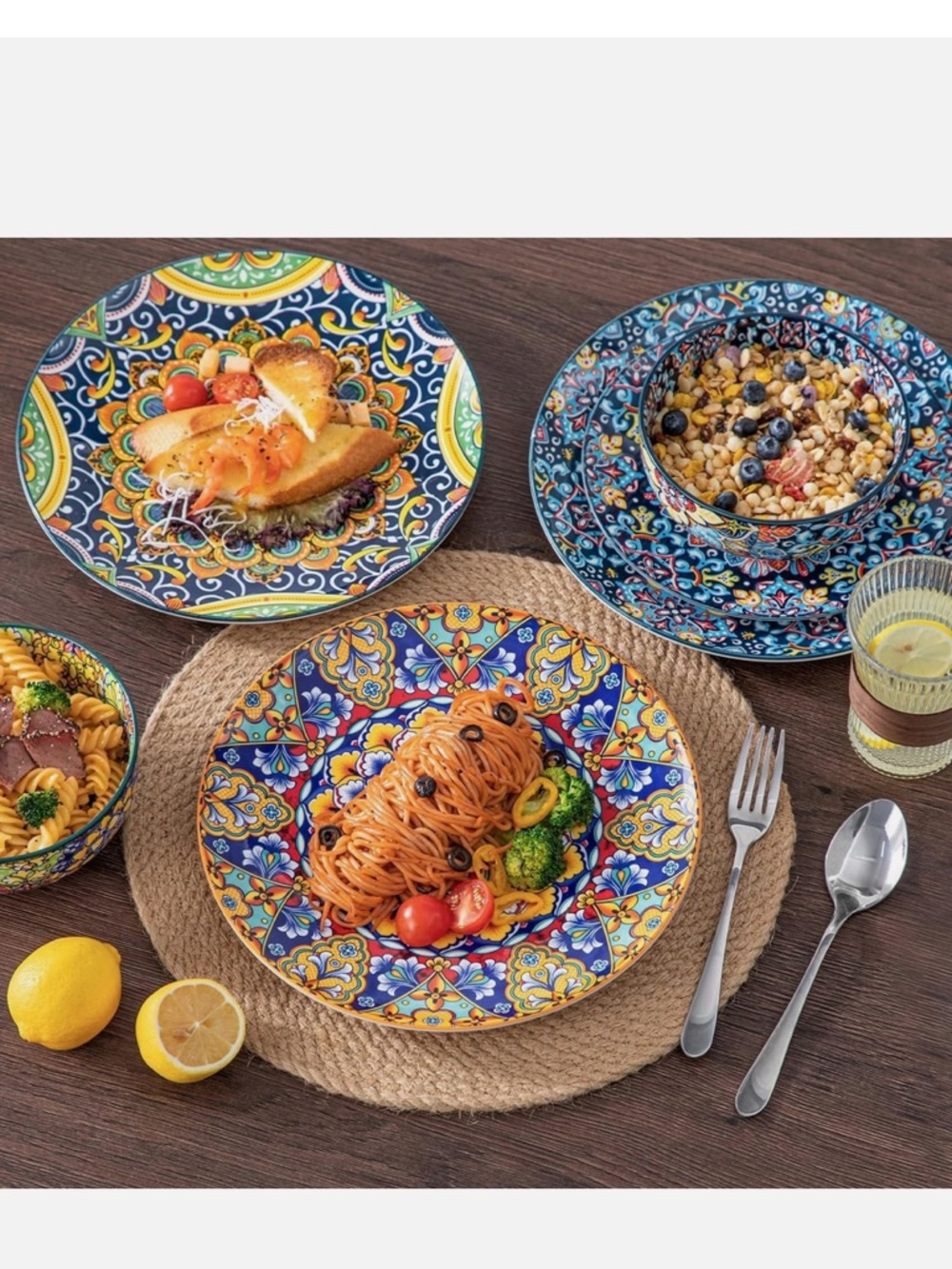 12 Pieces Dinnerware Sets, Service for 4 (12 Pcs), Bohemian Style